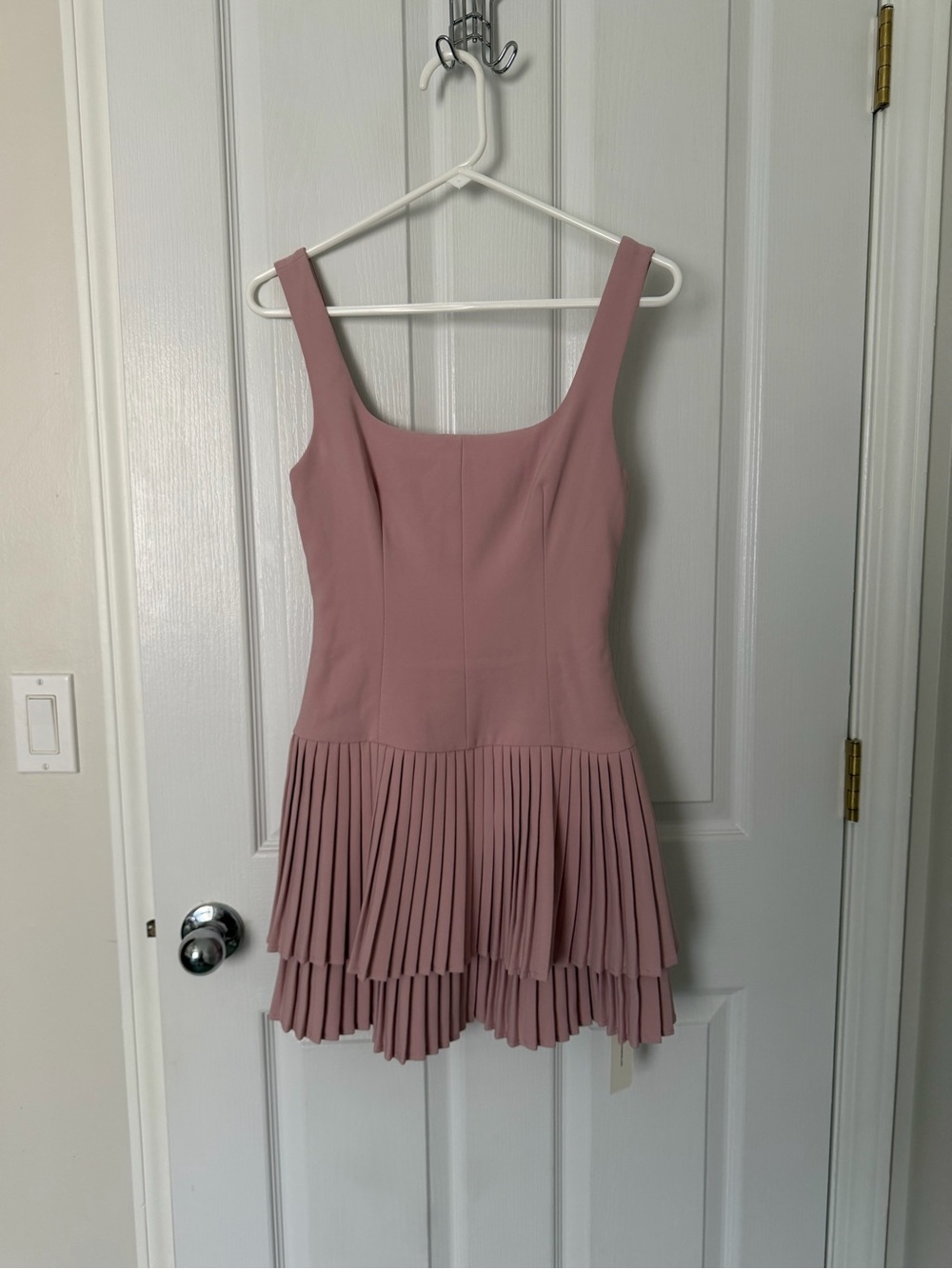 Sleeveless Pleated Hem Mini Dress in Dusty Rose